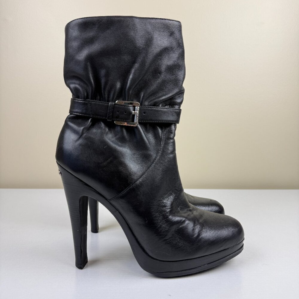 MICHAEL Michale Kors Black Leather High Heel Ankle Boots